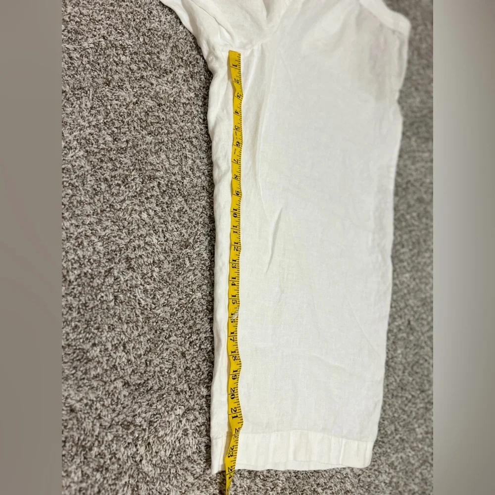 Talbots Womens Linen Pull On Pants Drawstring Plus Size 22 W White Wide Leg Crop - Picture 7 of 10